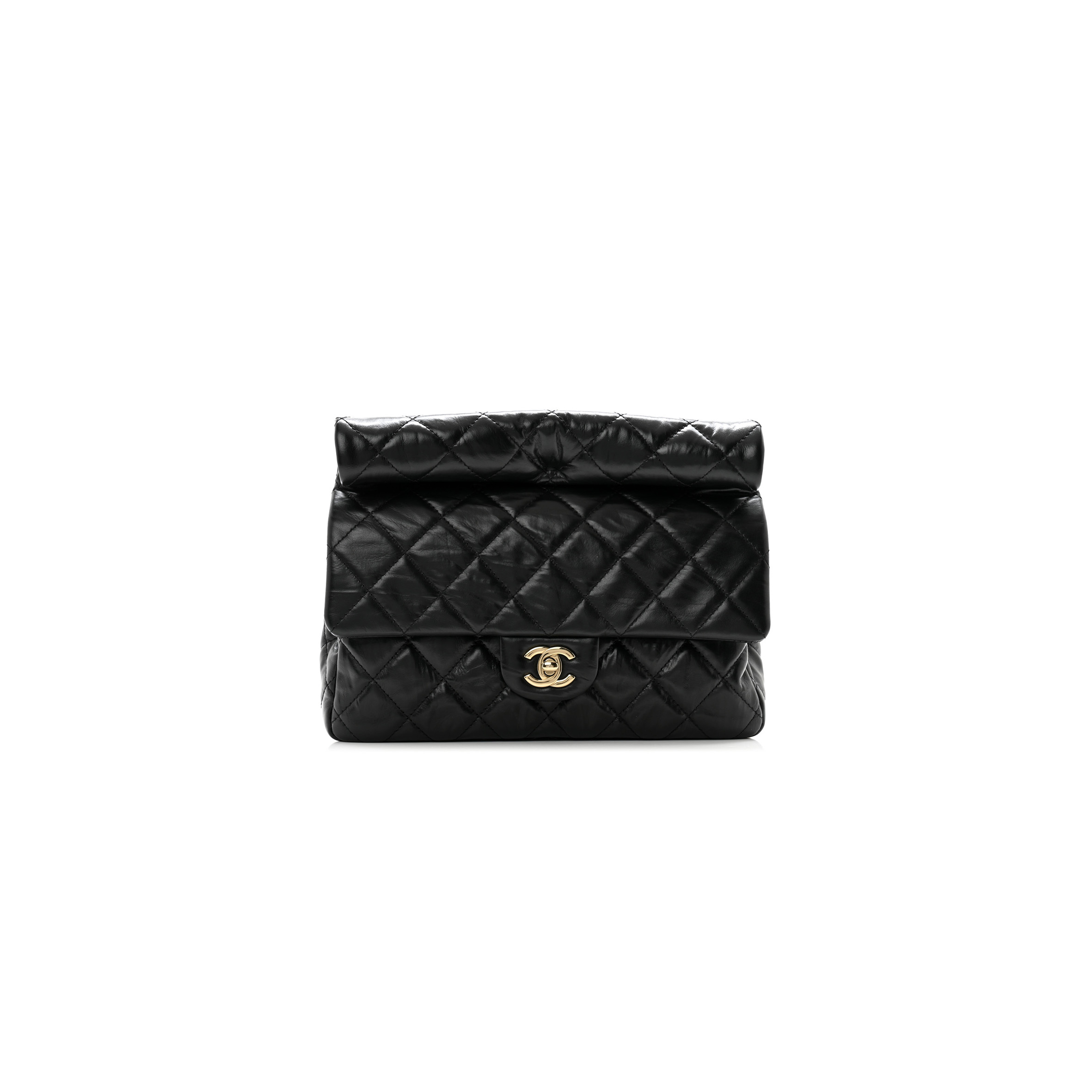 CHANEL CRUMPLED CALFSKIN QUILTED CLUTCH BLACK AS4199 (24.5*18.5*4.5cm)
